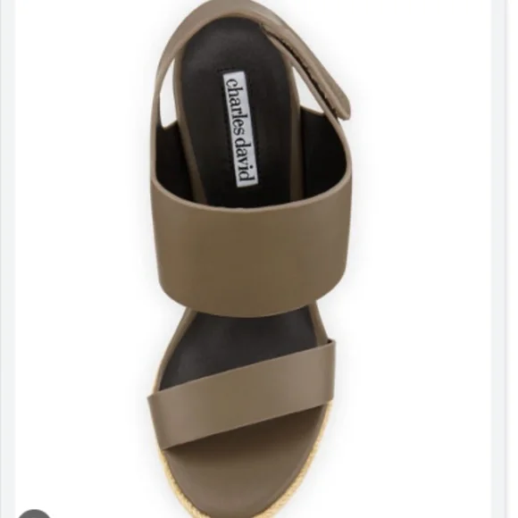 Charles David Oriel Jute Trimmed Leather Cork Wedge Sandals - 8 - Picture 5 of 13